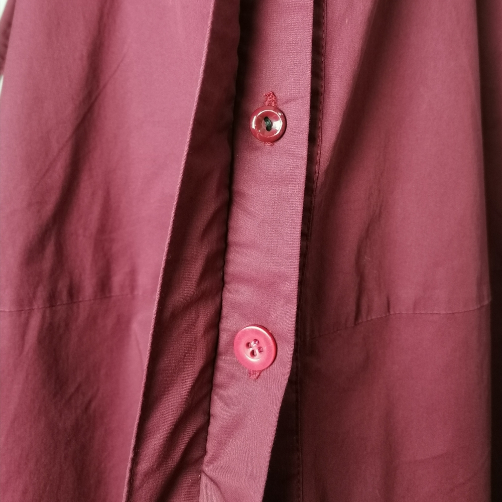 🌰 maroon small stand-up collar 7/10 length sleeves midi dress by MWQR - Picture 6 of 8